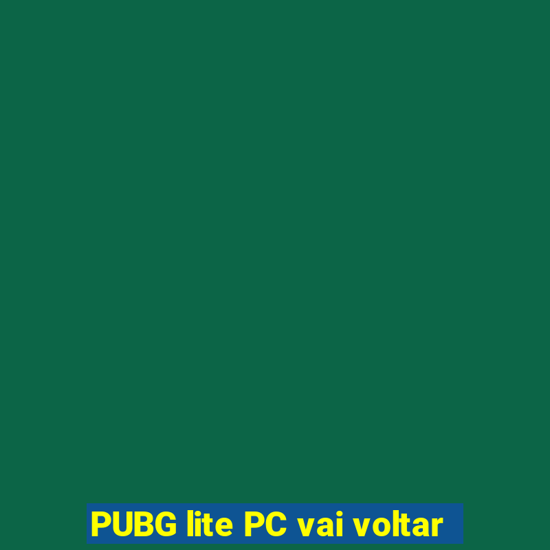 PUBG lite PC vai voltar